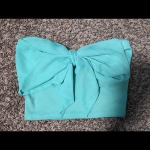 Turquoise Crop Top with Bow